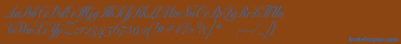 フォントExcelsorscript – 茶色の背景に青い文字