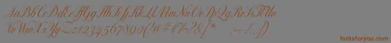 Fonte Excelsorscript – fontes marrons em um fundo cinza