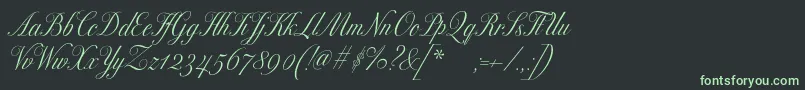 フォントExcelsorscript – 黒い背景に緑の文字