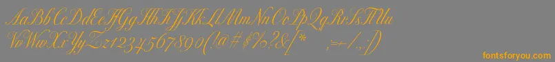 Excelsorscript-Schriftart – Orangefarbene Schriften auf grauem Hintergrund