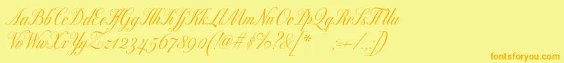 Excelsorscript Font – Orange Fonts on Yellow Background