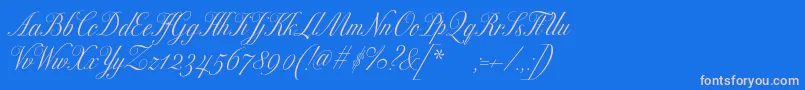 フォントExcelsorscript – ピンクの文字、青い背景