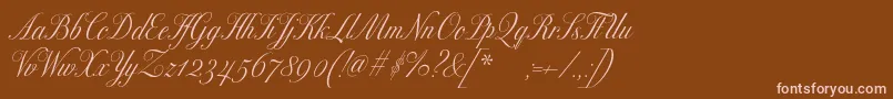 Excelsorscript-fontti – vaaleanpunaiset fontit ruskealla taustalla