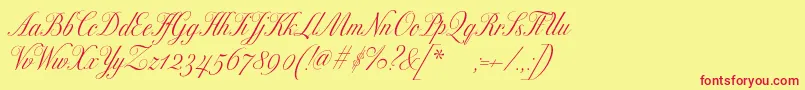 Excelsorscript Font – Red Fonts on Yellow Background