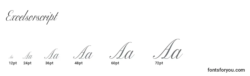 Размеры шрифта Excelsorscript