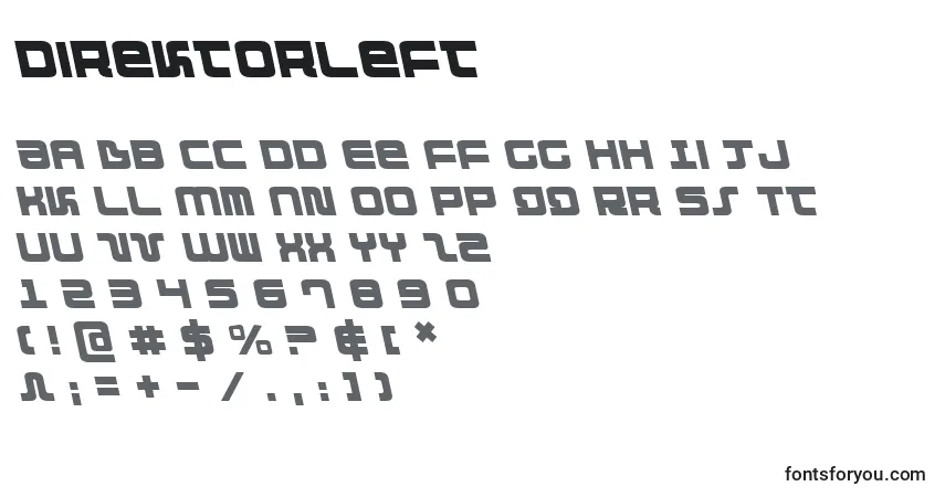 A fonte Direktorleft – alfabeto, números, caracteres especiais