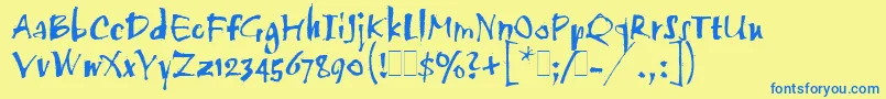 TwangLetPlain.1.0 Font – Blue Fonts on Yellow Background