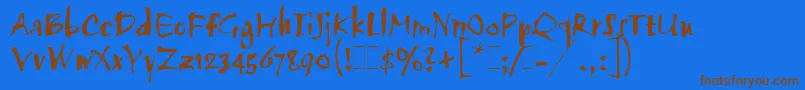 TwangLetPlain.1.0 Font – Brown Fonts on Blue Background