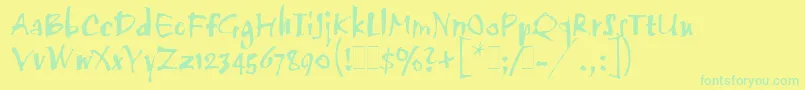 TwangLetPlain.1.0 Font – Green Fonts on Yellow Background
