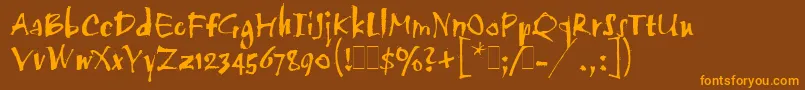 TwangLetPlain.1.0 Font – Orange Fonts on Brown Background