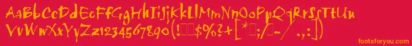 TwangLetPlain.1.0 Font – Orange Fonts on Red Background