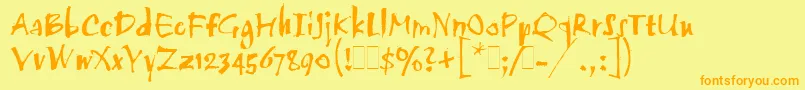 Fonte TwangLetPlain.1.0 – fontes laranjas em um fundo amarelo