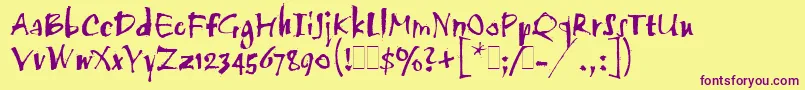 TwangLetPlain.1.0 Font – Purple Fonts on Yellow Background