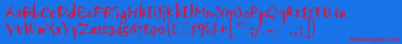 TwangLetPlain.1.0 Font – Red Fonts on Blue Background