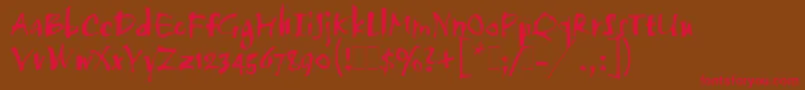 TwangLetPlain.1.0 Font – Red Fonts on Brown Background
