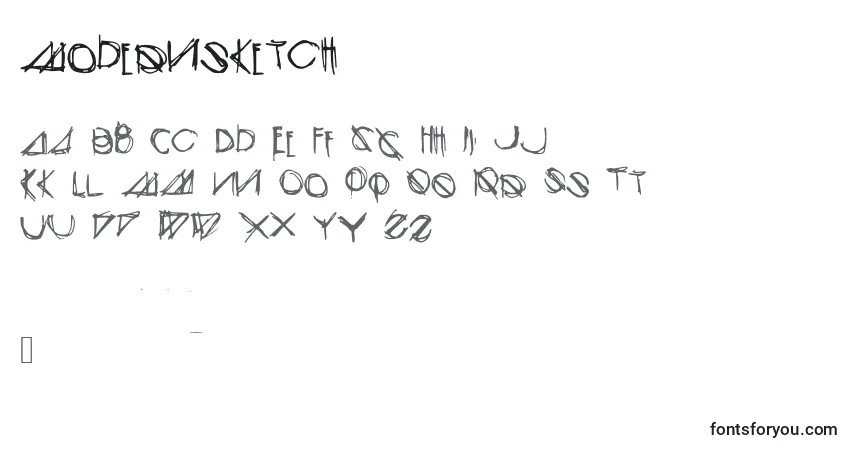 Schriftart Modernsketch – Alphabet, Zahlen, spezielle Symbole