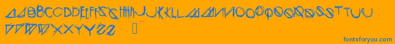 Fonte Modernsketch – fontes azuis em um fundo laranja