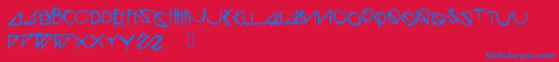 Modernsketch-Schriftart – Blaue Schriften auf rotem Hintergrund
