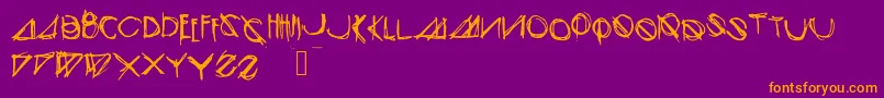 フォントModernsketch – 紫色の背景にオレンジのフォント