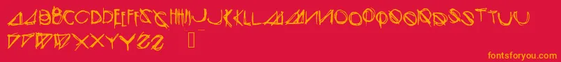 フォントModernsketch – 赤い背景にオレンジの文字
