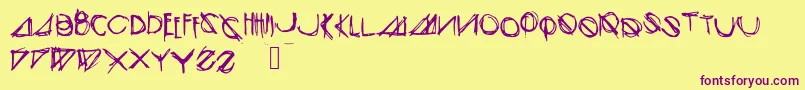 Modernsketch-Schriftart – Violette Schriften auf gelbem Hintergrund