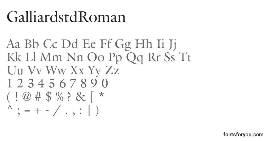 Czcionka GalliardstdRoman – alfabet, cyfry, specjalne znaki