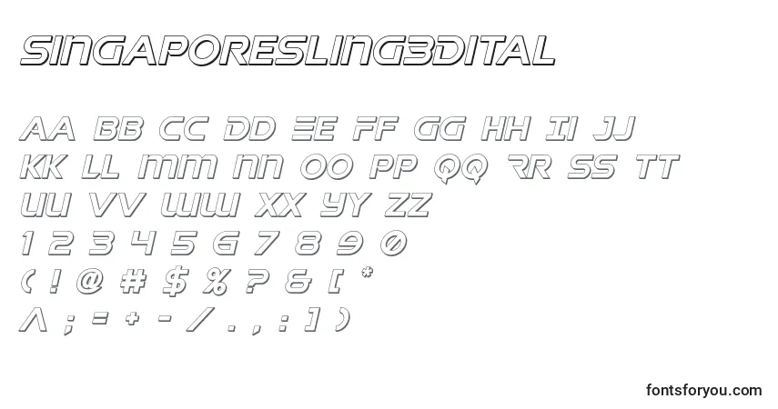 Singaporesling3Ditalフォント–アルファベット、数字、特殊文字