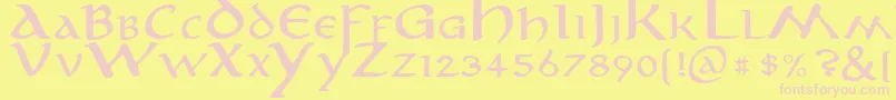 Anirm-fontti – vaaleanpunaiset fontit keltaisella taustalla
