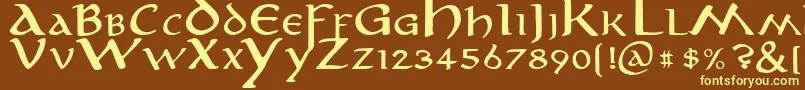 Anirm-fontti – keltaiset fontit ruskealla taustalla