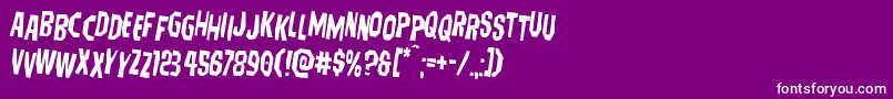 Hitchblockstagrotate Font – White Fonts on Purple Background