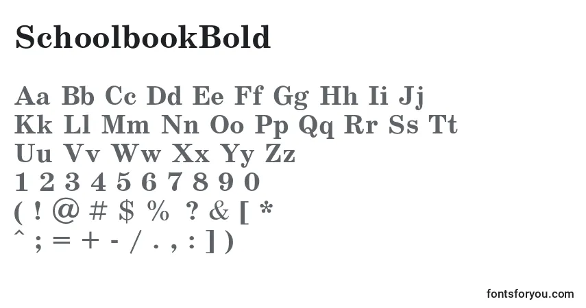 A fonte SchoolbookBold – alfabeto, números, caracteres especiais