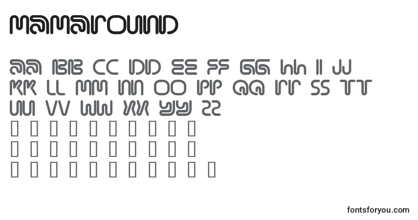 A fonte Mamaround – alfabeto, números, caracteres especiais