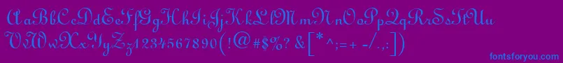 L730ScriptRegular-Schriftart – Blaue Schriften auf violettem Hintergrund