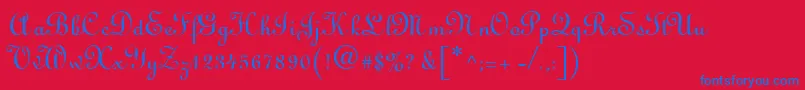 L730ScriptRegular Font – Blue Fonts on Red Background