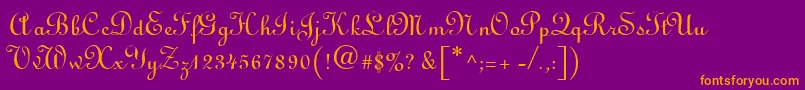 L730ScriptRegular Font – Orange Fonts on Purple Background