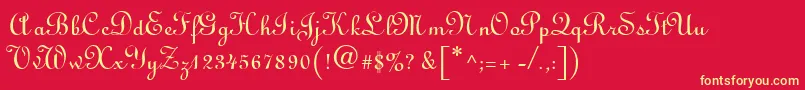 L730ScriptRegular Font – Yellow Fonts on Red Background