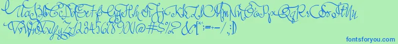 AustieBostAllMyLove Font – Blue Fonts on Green Background