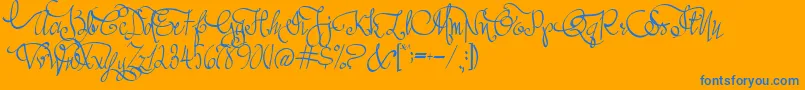 AustieBostAllMyLove-Schriftart – Blaue Schriften auf orangefarbenem Hintergrund