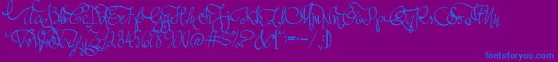 AustieBostAllMyLove-Schriftart – Blaue Schriften auf violettem Hintergrund