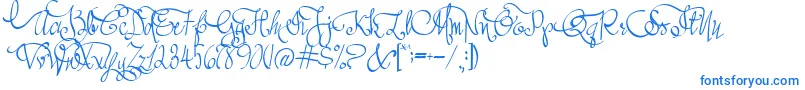AustieBostAllMyLove-Schriftart – Blaue Schriften auf weißem Hintergrund