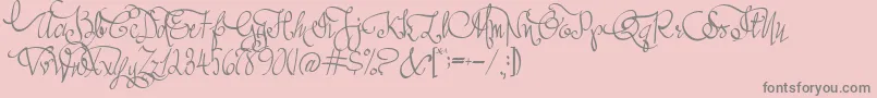 フォントAustieBostAllMyLove – ピンクの背景に灰色の文字