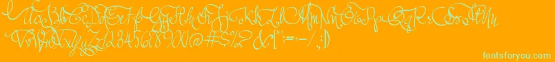 Шрифт AustieBostAllMyLove – зелёные шрифты на оранжевом фоне