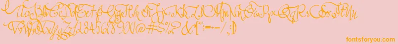 AustieBostAllMyLove-Schriftart – Orangefarbene Schriften auf rosa Hintergrund