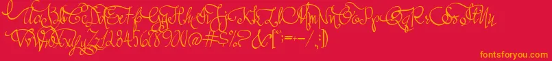 AustieBostAllMyLove Font – Orange Fonts on Red Background