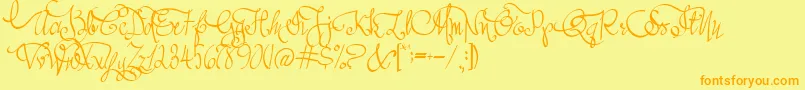 AustieBostAllMyLove Font – Orange Fonts on Yellow Background