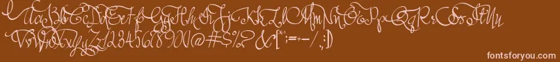 AustieBostAllMyLove-fontti – vaaleanpunaiset fontit ruskealla taustalla