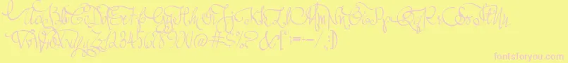 AustieBostAllMyLove Font – Pink Fonts on Yellow Background