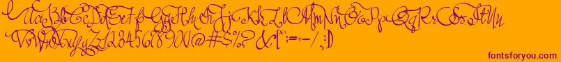 AustieBostAllMyLove-Schriftart – Violette Schriften auf orangefarbenem Hintergrund