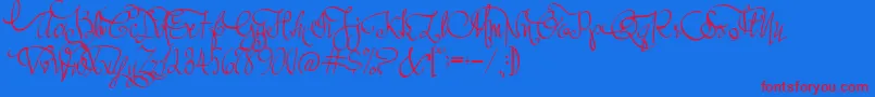 Шрифт AustieBostAllMyLove – красные шрифты на синем фоне