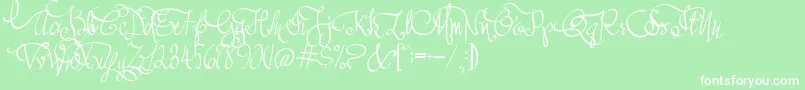 AustieBostAllMyLove-fontti – valkoiset fontit vihreällä taustalla